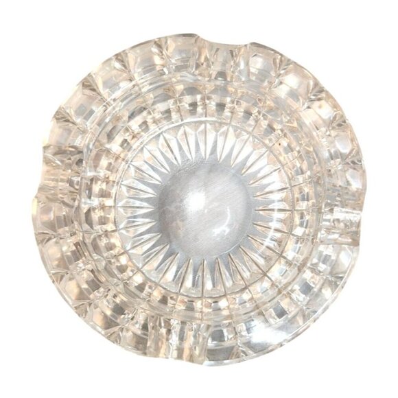 Vintage Clear Pressed Glass Ashtrays Heavyweight Glass Design One per order - Picture 6 of 9
